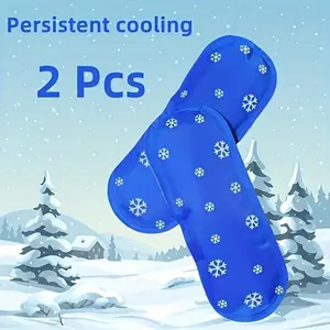 Reusable Gel Ice Pack 2-Pack, Long-Lasting Cooling Relief, Low Temperature Storage Bag for Travel, Outdoor Camping, Fitness Training
