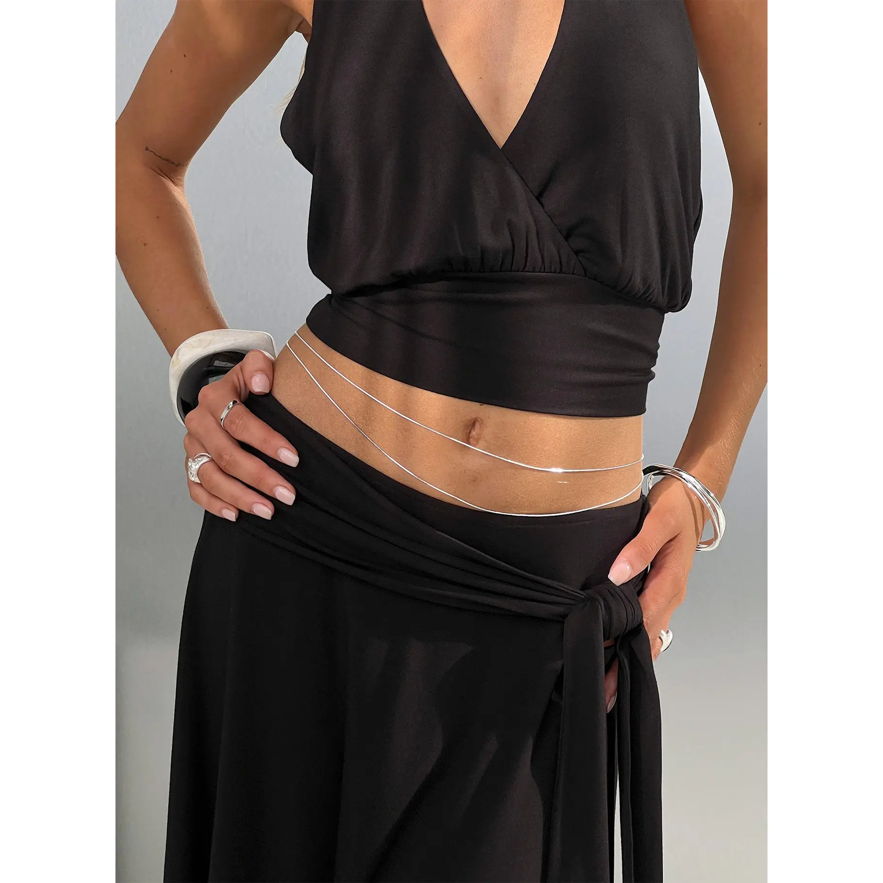 Dressed Up Dainty Chain Belt Silver