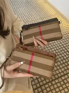 New Genuine Leather Canvas Clutch Bag for Women, Long Wallet High-Quality Top Layer Cowhide Handbag, Stylish and Durable Shoulder Bag, Cowhide Purses, Wallets Women