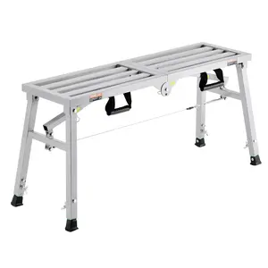 VEVOR Work Platform, 3 Gear Adjustable Height, Folding Alloy Steel Step Ladder, Portable Scaffolding Platform, 400 lb Load Capacity, Non-Slip Rubber Feet, Drywall Painting Stool, for Cleaning &Washin