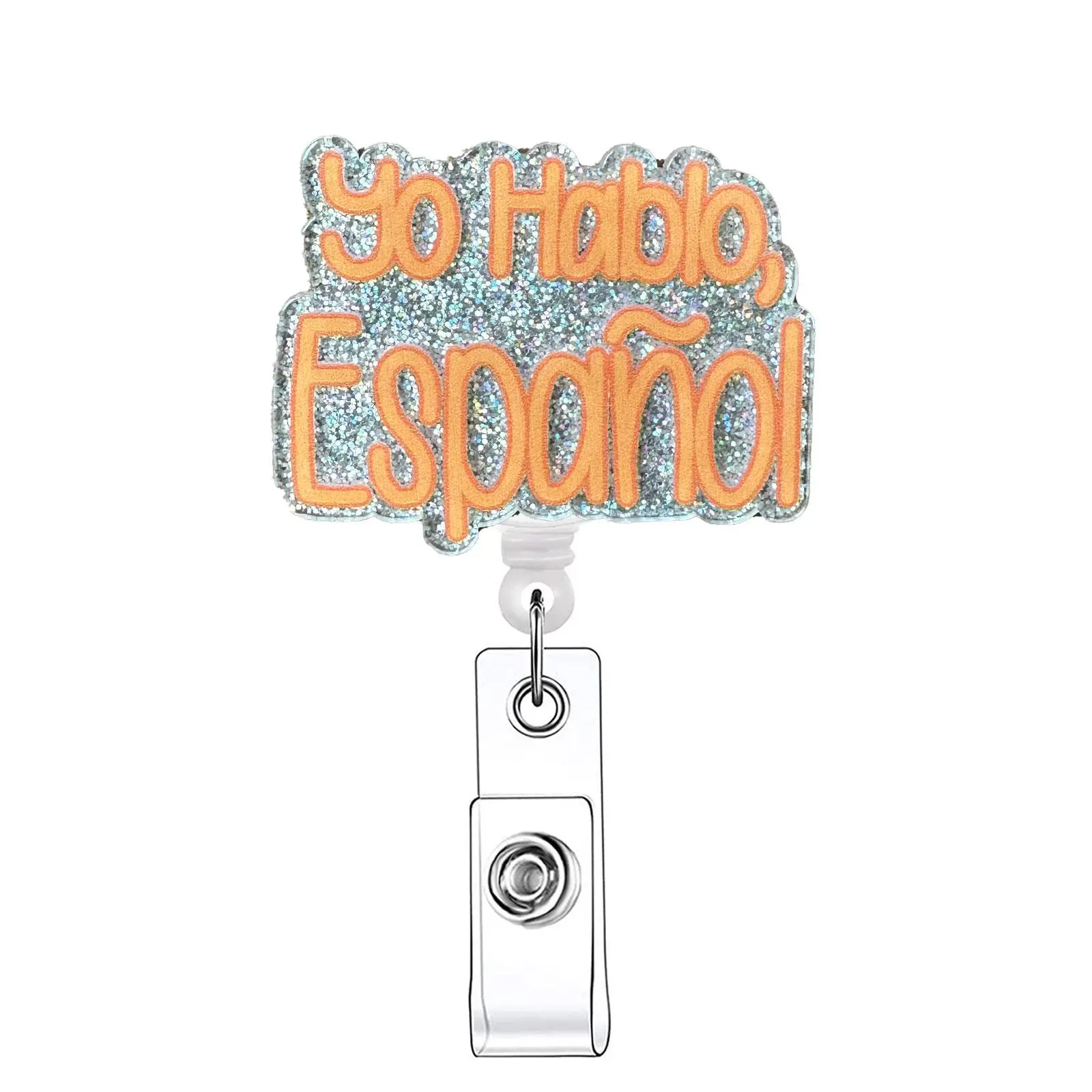 Retractable Badge Reel, Badge Reels Retractable, Decorative Badge, Nursing Student Badge Reel, 1 Count Letter Pattern Acrylic ID Holder with Clip for Nurses, Doctors, Students & Office Staff, Badge Accessories