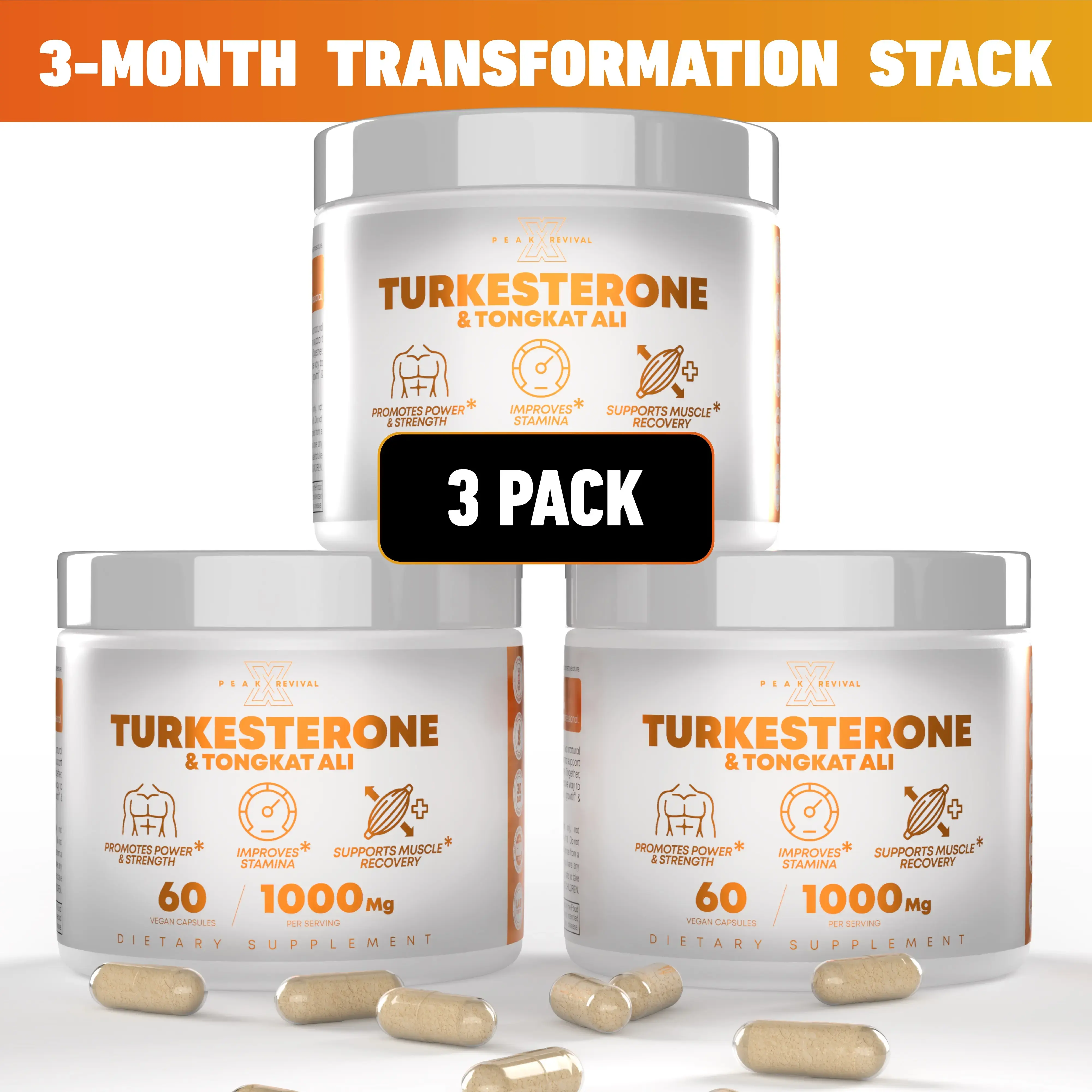 Testosterone Booster for Men – Turkesterone 1000mg + Tongkat Ali + Colostrum – Strength, Stamina, Energy, Recovery & Lean Muscle Growth Support – Natural Men's T Booster Pills, 60 Capsules Fitness Endurance Supplement Protein Supplement Peak Revival-X