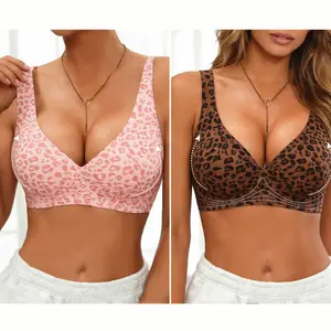 Jelly Wireless Womens Comfortable Wireless Bras Push Up Bralettes Seamless Tshirts Bras Deep V Everyday Bras