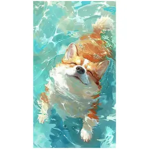 Swimming Relaxed Corgi Diamond Art Kit - 11.8"×15.7"