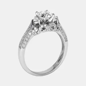 【721】Valentine's Flash “Begin Again” Trellis Cathedral 0.8 Carat Triple Channeled Synthetic Moissanite Ring - Elegant, Fashion, Wedding, Party Jewelry Gift