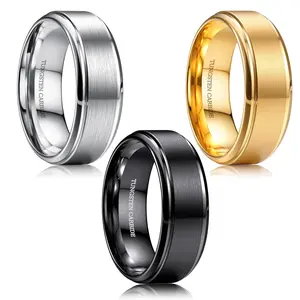 CASSIECA Tungsten Wedding Rings for Men Women 8MM Mens Wedding Band Black/Silver/Gold Matte Surface Polished Edge Engagement Promise Ring Comfort Fit 6-14 High Quality Materials Sturdy Durable Hypoallergenic Men's Accessories