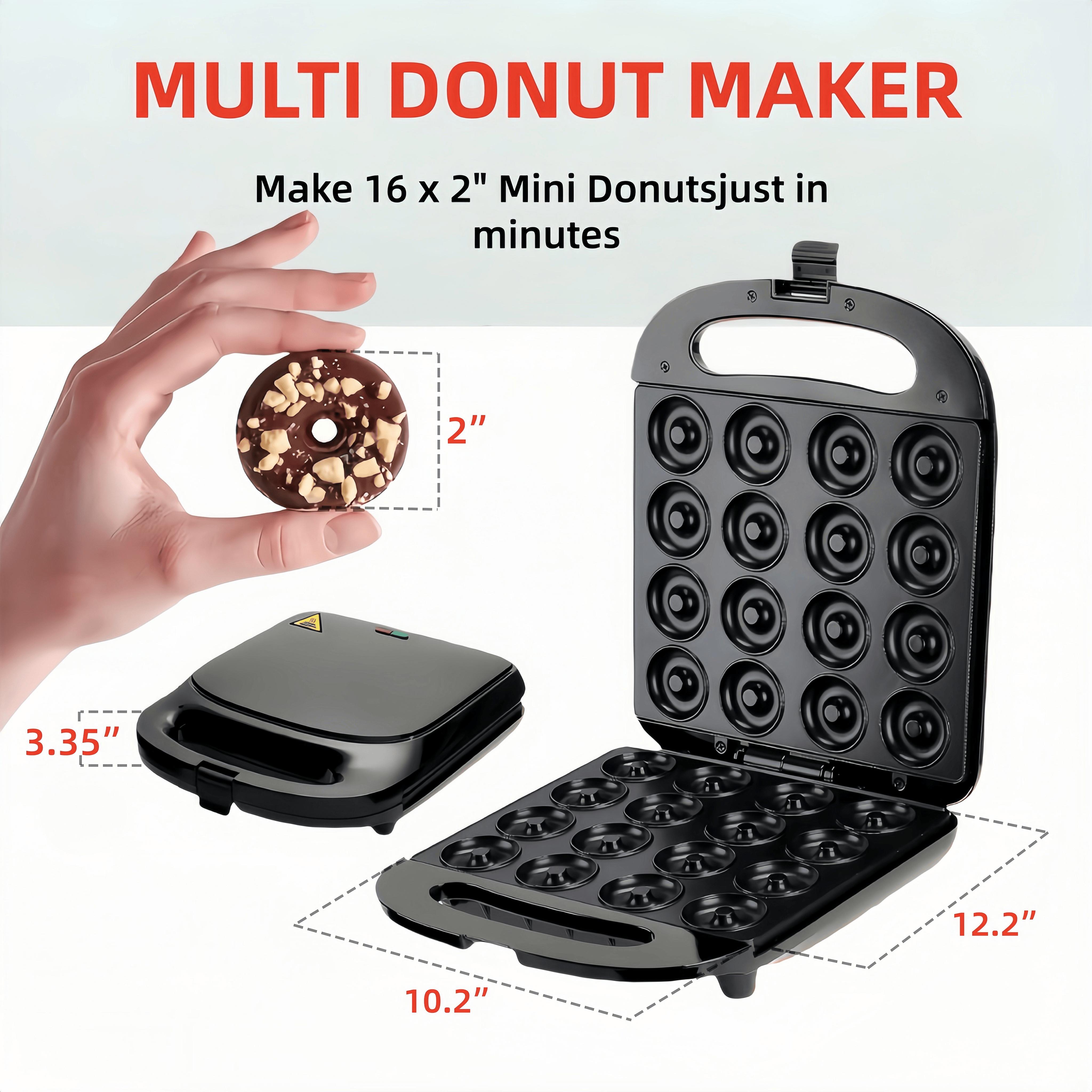 Mini Donut Maker – Electric donut maker, non-stick, heats up quickly, easy for home and restaurant use, perfect for - kid-friendly baking dessert snacks - adult cooking activities, easy baking gifts - non-stick surface makes 16 donuts at once