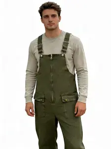 2 Pieces Men's Vintage European and American Style Braces Overalls, Spring and Autumn New Loose Casual TrousersAdjustable straps with front length designDurable and long-lasting, easily handles all types of work.