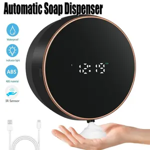 Automatic Foam Soap Dispenser, 260ML Smart Bathroom Soap Dispenser, Infrared Sensor, Adjustable Foaming, Temperature Display, Wall-Mounted, USB Charging, Ipx5 Waterproof, Kitchen & Bath Use