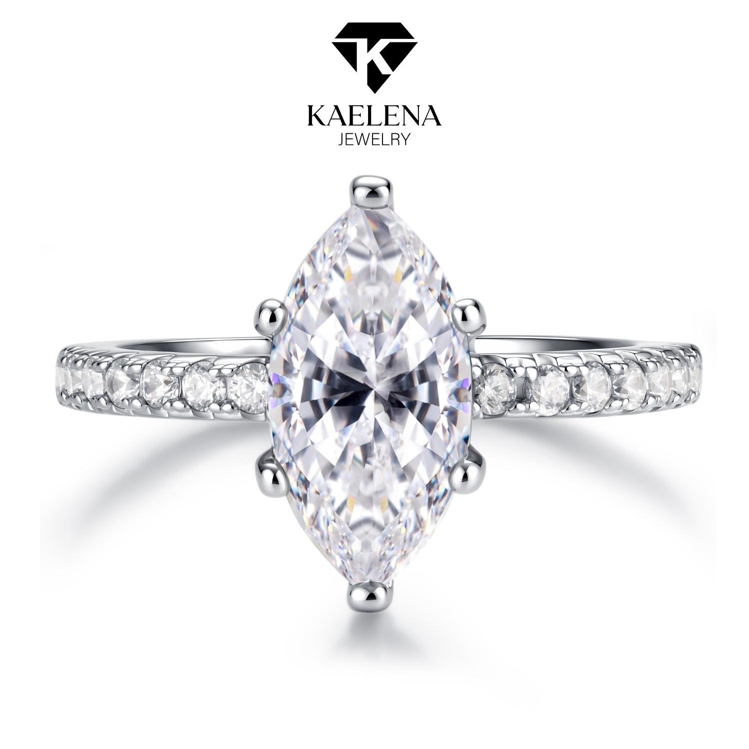 Kaelena Marquise Cut Engagement Ring D Color VVS Lab-Created Moissanite Jewelry S925 Silver, Valentine's Day Gift, Anniversary, Wedding Set