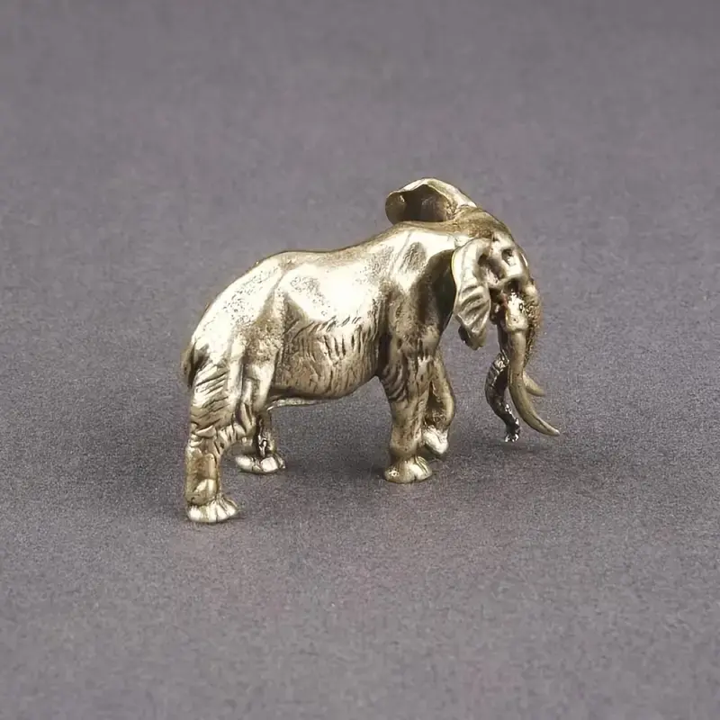 Vintage Brass Elephant Statue, Collectible Antique Artistic Sculpted Animal Sculpture, Home Decorative Art Craft, Durable Metal Material, Ideal Gift & Display Item