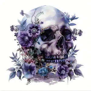 Skull & Flower Pattern Car Sticker, Waterproof Self-adhesive PVC Sticker, Scratch Resistant Car Decorative Sticker for Laptop, Car, Motorcycle, Halloween, Decal for Cars
