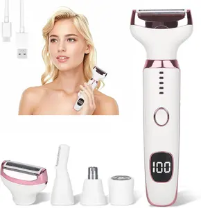 Electric Razors LED Display for Women Men, 2025 Wet/Dry Ladycsdc Shaver, 4 in 1 Cordless Hair Remover with IPX7 Waterproof, Smooth & Silky Electric Grooming Set (White)