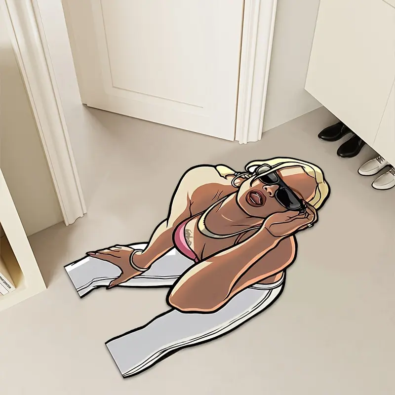 Christmas decoration rug 1pc hot fashion beauty figures rug non-slip machine washable rug living room sofa door mat special cool rug for fashion friends carpet warm insulation rug