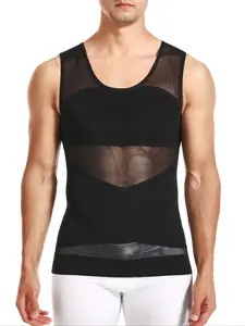 Men's Solid Color Shapewear Tank Top, Breathable Shaper Top, Men's Shirt for Body Shaper Slimming Vest Tight Tummy Underwear Tank Top, Compression Tops