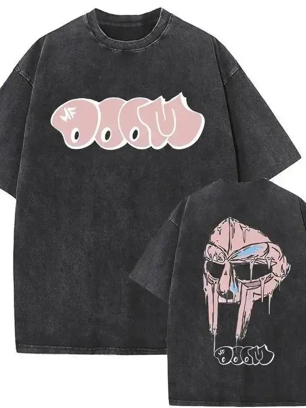 Men's Vintage Metal Mask Graphic T-Shirt, Oversized Distressed Crewneck Top, Hip Hop Rap Streetwear, Casual Male Clothing for Valentine's Day, Menswear, Vintage Graphic Tees, Men's Graphic Tees