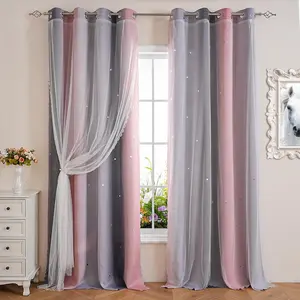 Pink and Grey Curtains   Curtains for Bedroom  Blackout Window Curtain for Girls Room Decor Cute Dream  Window Curtain 2 Panels, Pink Grey, 40W x 52L