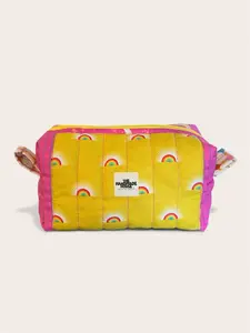 Yellow Rainbow Quilted Pouch | Handmade Cotton Bag