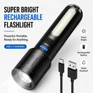 Black Panda Portable Multi-Function Flashlight Torches, 500 Lumens, 500m Beam, Mechanical Zoom, Multiple Modes, USB Rechargeable Compact Waterproof Torches, Compact Flashlight Torches