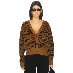 Essentiel Antwerp Icali Zebra Cardigan in Cinnamon Rufous