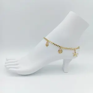 Crafted by Yordy Shop Fashion Gold Plated Anklet 14K for Daily Use - Unisex, Metal Coating, Casual Accessory for Men & Women