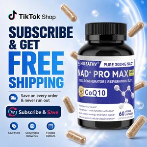 HIILEATHY NAD+ PRO MAX – Elevate Body & Mind Wellness with NAD+, CoQ10 & Resveratrol | Daily Nutrient Care & Natural Vitality Anti Aging Supplements Brain Booster