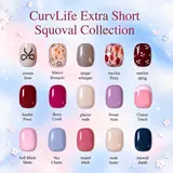 CurvLife Extra Short Squoval Press-On Nails Collection | 30PCS | Natural Nude & Pink Tones, Simple Cute, Soft Petal & Floral Styles, Glossy Jelly Finish | Summervibes | Non-Toxic Reusable Nails, Easy Application, Everyday Minimal Look for Daily Wear