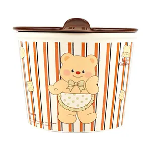 GLAZE STORY Creamy Bear Ceramic Noodle Bowl - Coffee Brown, Large Soup & Rice Bowl for Home Kitchen Dining