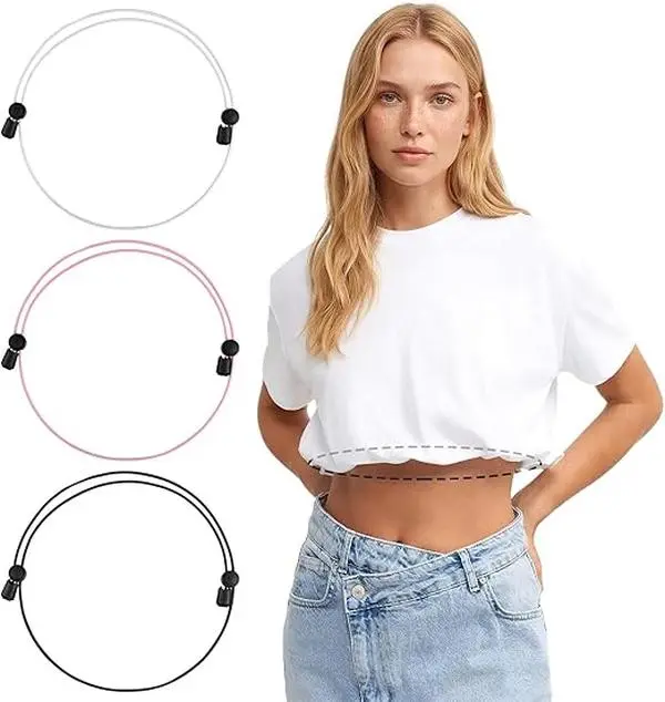 3 Pcs Adjustable Shirt Tuck Band Women, Elastic Crop Top Band for Tucking Shirts Belly Leaking, Shirt Cropping Bands, Change The Style of Your Top