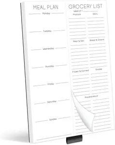 Meal Plan & Grocery List Magnetic Notepad for Refrigerator For Shopping Lists Planner Organizer Memo Note Pad for Fridge 7x10 Inches, 52 Sheets