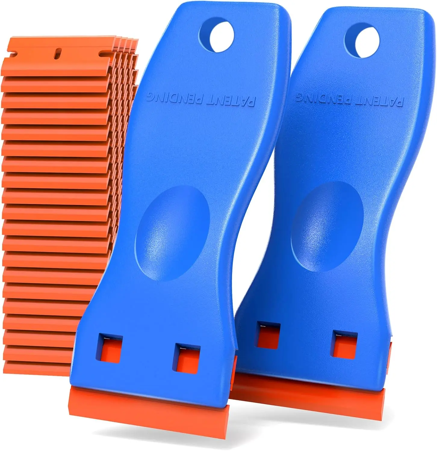 2-Pack No-Scratch Plastic Razor Blade Scraper Tool Kit - 100 Hot Molded Double Edge Plastic Blades for Multi-Surface Decal Removal, Car Window Glass Sticker Cleaning, Boat Maintenance