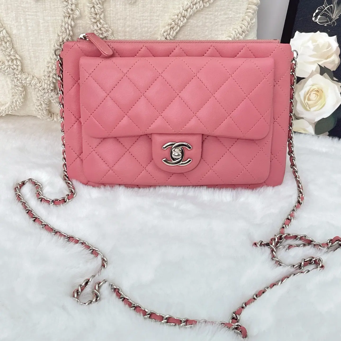 Pre-owned CHANEL Pink Quilted Flap Chain Crossbody Bag Authentic Luxury Icon 19607922, Crossbody Bags
