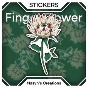 Finger Flower Sticker – Gothic Horror Floral Vinyl Decal, Spooky Hand Petal Bloom with Eye, Surreal Botanical Art, Dark Aesthetic Sticker for Laptops, Water Bottles, Journals, and Scrapbooks die cut vinyl sticker