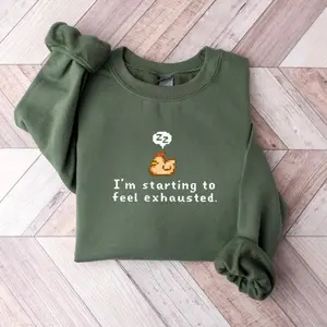 I'm Starting To Feel Exhausted Sweatshirt, Stardew Valley Pixel Art Shirt, Sleepy Chicken Sweater, Gamer Gift