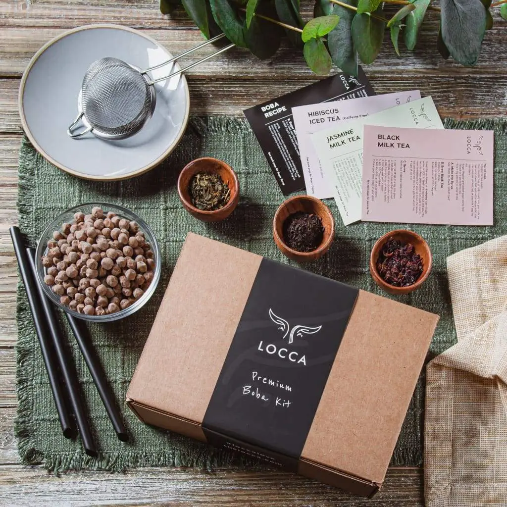 Locca Boba Tea Kit | Hibiscus Dream | Premium Bubble Tea | Up to 24 Drinks | Unique Gift Set with Organic Hibiscus Rosehip Tea Beverage