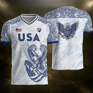 2026 USA Soccer Jersey for Fans, America Flag Sports Shirt, V-Neck Quick Dry Jersey