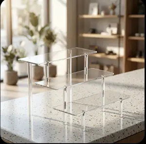 Acrylic Display Risers 3 Tier Clear Display Stand Organizer for Perfume Cupcakes Figures Collectibles Tabletop Display