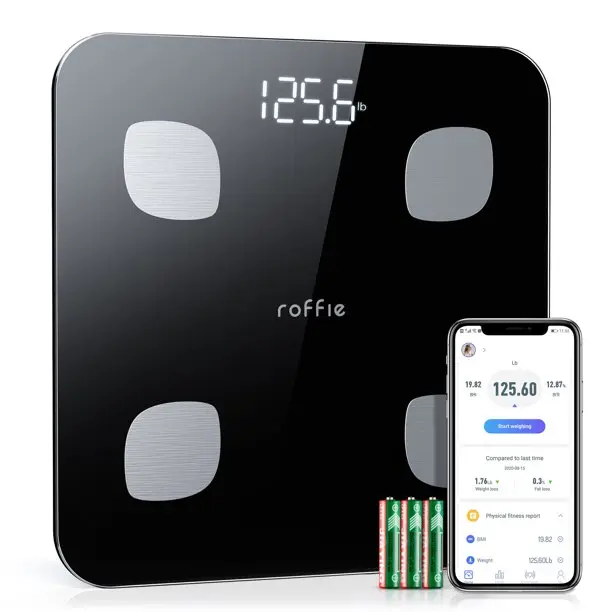 Body Fat Scale, Roffie Smart Digital Bathroom Weighing Scale, Body Composition Analyzer High-Precision BMI Weight Scale Health Monitor
