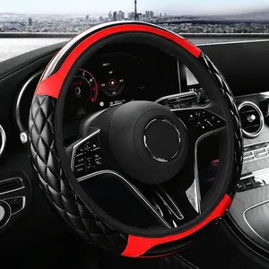 Soft Massage Carbon Fiber Steering Wheel Cover, PU Leather Protector with Comfort Cushion Design, Fits 14.5-15-inch Wheels, Breathable Non-Slip Car Interior Accessory