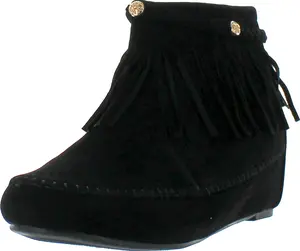 Womens Round Toe Moccasin Ankle High Faux Suede Boots