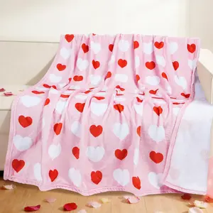 Valentine Pink Flannel Throw Blanket,White and Red Hearts Soft Fuzzy Plush Cozy Fleece Valentines Blankets for Couch Sofa Bed Lounging,Ideal Gifts for Kids Lover Self coloring mesothelioma singer game day lola  virgin mary popular worm