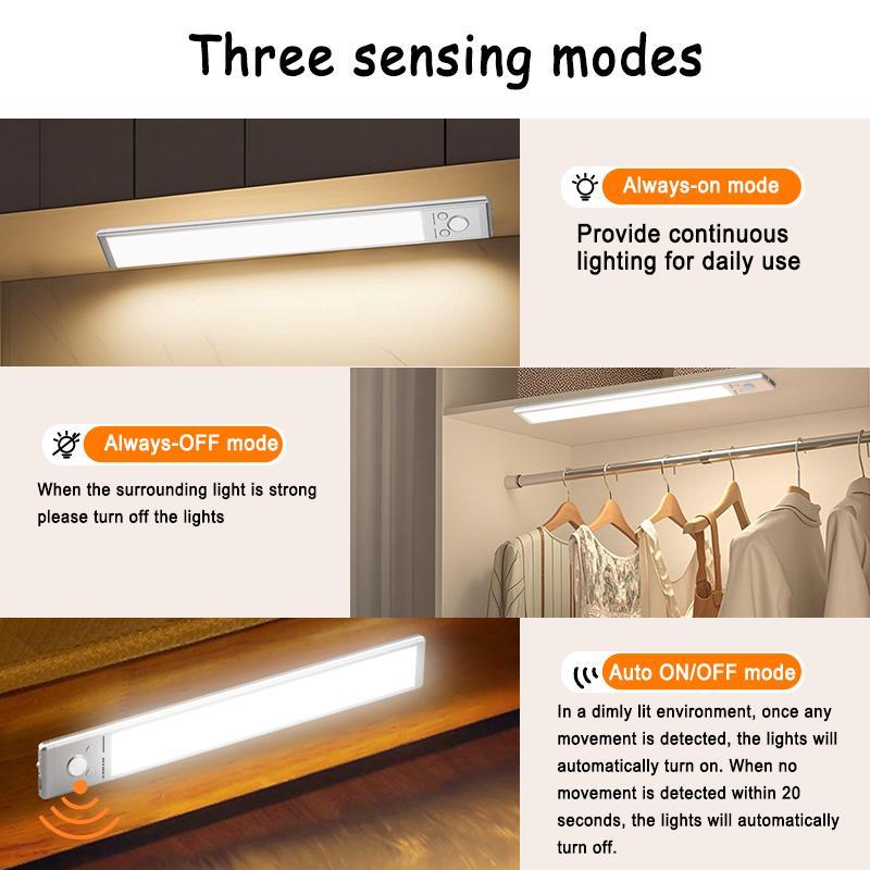 Hands-Free Night Light for Cabinets - Wireless & USB Rechargeable, Motion Sensor Activated, Dimmable Magnetic Light for Safe Navigation in Kitchen, Stairs, Bathroom hallway  lighting bedroom living room hallway study