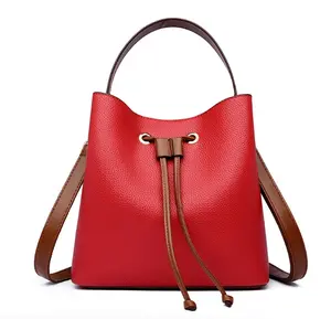 H138-The new fashion large capacity bucket bag all kinds of pull rope shoulder crossbody bag