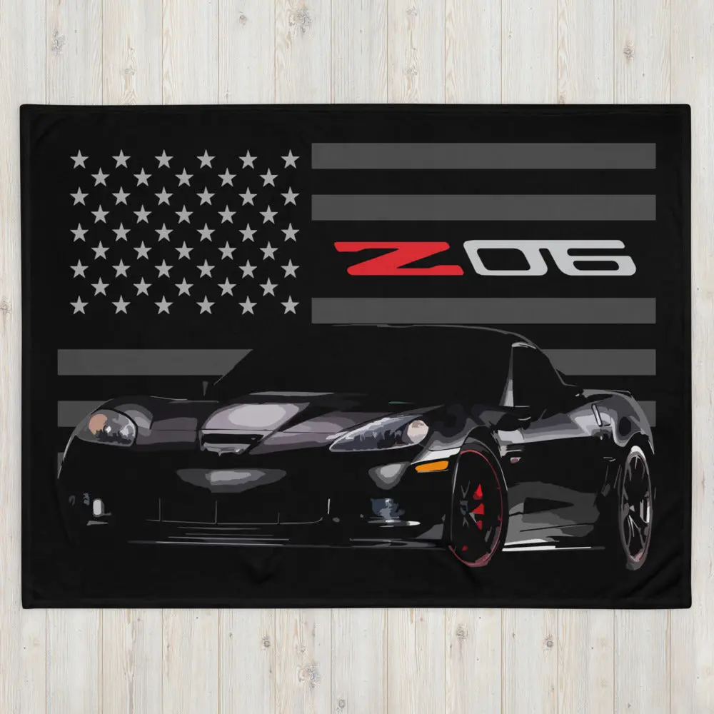 Black Corvette C6 Z06 Vette Driver Car Club Custom Throw Blanket