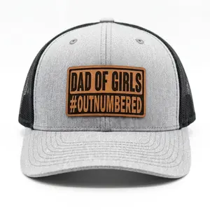 Dad Of Girls #Outnumbered Hat – Funny Leather Patch Trucker Hat, Snapback Cap, Bold Dad Pride Hat, Girl Dad Meme Hat, Viral Tiktok Gift For Him, Fatherhood Humor Hat, Everyday Casual Cap