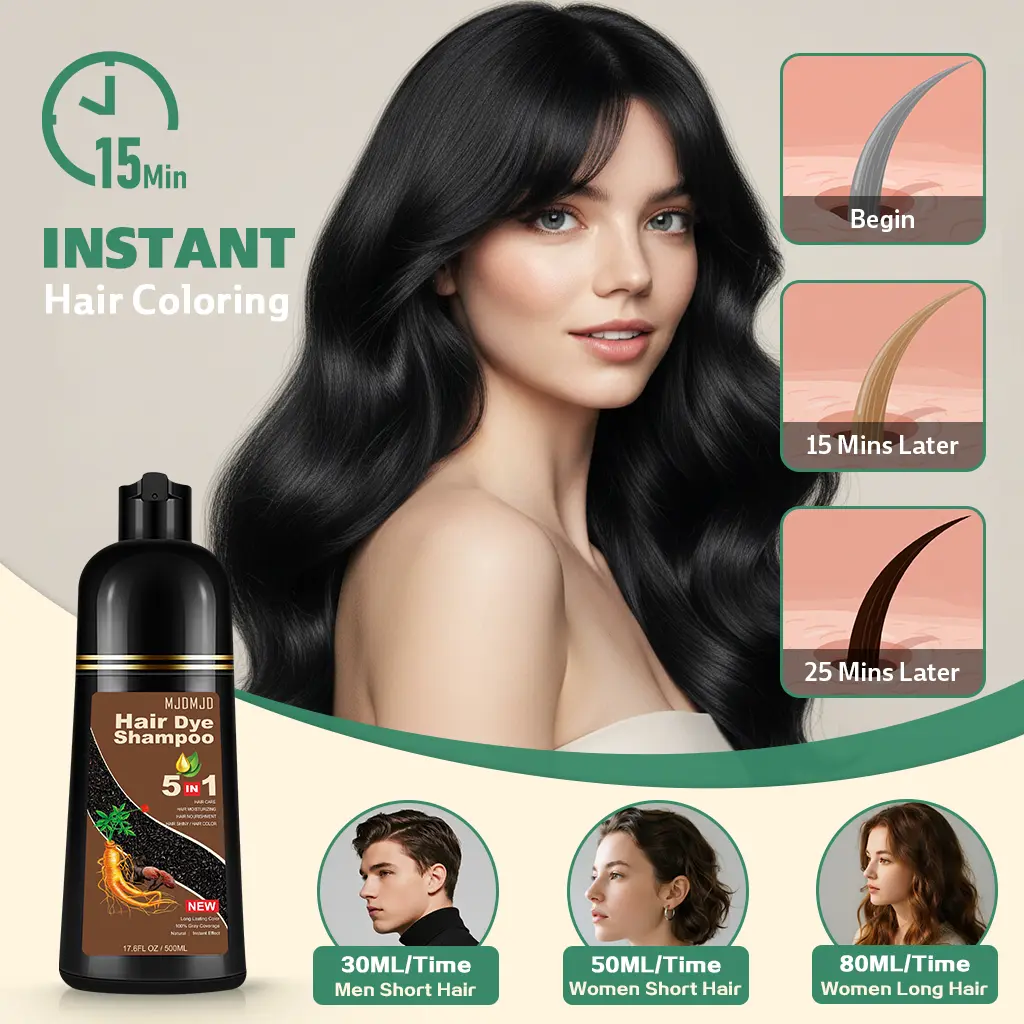 MJDMJD 5-in-1 Natural Hair Dye Shampoo for Women & Men, Herbal