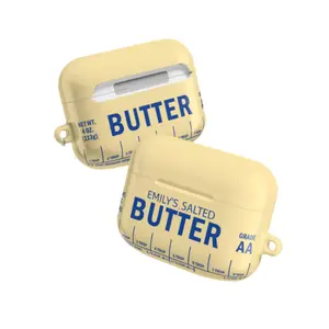 [HOT] Personalized Butter Aesthetic Earbud Case, Funny Chef Graphic Printed Cover, Cute Food Design Protective Case for Wireless Earbuds