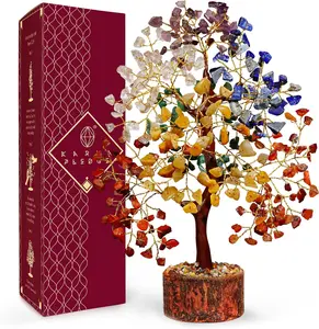 Crystal Tree of Life 7 Chakra Birthday Gifts for Women, Unique Gifts for Her, Home and Office Decor, Handmade Healing Crystals Tree Bring Positive Energy