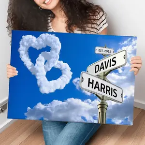2D Flat, 2D Flat, Custom Couple'S Street Sign Canvas Art- Personalized Names And Date, Perfect for Anniversaries, Weddings, Engagements | Vintage-Inspired Wall Decor for Home And Office | Ideal Gift for Valentine'S Day, Christmas, whimsical