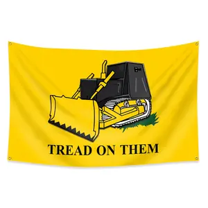 Tread on Them Killdozer Flag Banner 3x5 Ft, Vibrant Print, Indoor Bedroom Dorm Man Cave Decor, Outdoor Wall Hanging Decoration, Vintage Room Decor